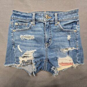 American Eagle Outfitters Womens Distressed Denim Shorts Size 0 Patriotic